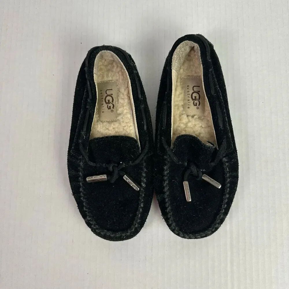 Ugg Black Moccasin Slipper Suede Kids size 12